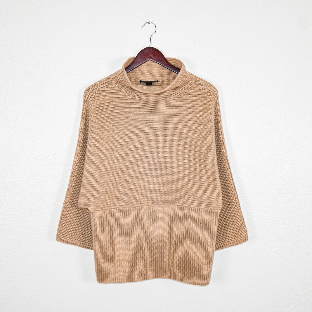 ST. JOHN Medium 100% Cashmere Mock Neck Sweater Beige knit - Picture 6 of 11